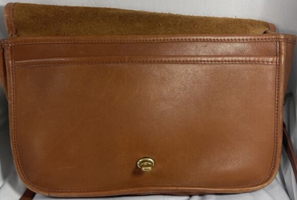 Vintage COACH Penny Pocket Crossbody Purse Brown Tan Leather #9755 USA Turnlock - Picture 10 of 16